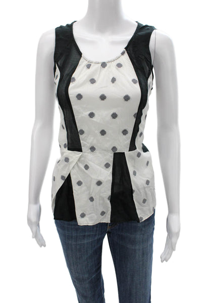 Cotelac Women Black Polka Dot Scoop Neck Cotton Camisole Button Size 2