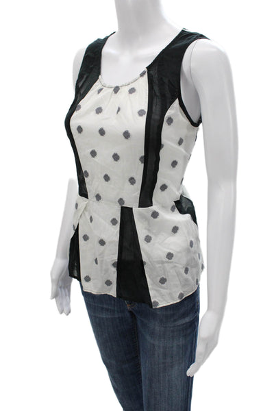 Cotelac Women Black Polka Dot Scoop Neck Cotton Camisole Button Size 2