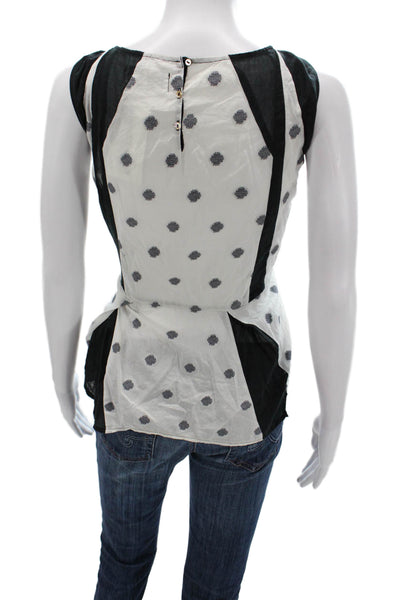 Cotelac Women Black Polka Dot Scoop Neck Cotton Camisole Button Size 2