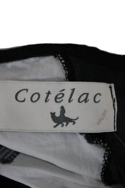 Cotelac Women Black Polka Dot Scoop Neck Cotton Camisole Button Size 2