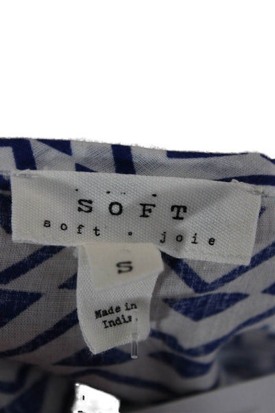 Soft Joie Womens Blue Cotton Geometric Tunic Long Sleeve Size S