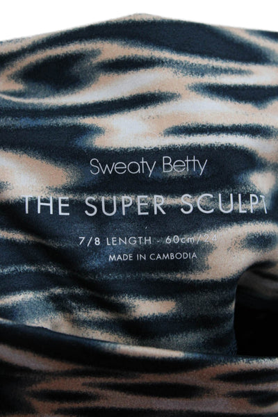 Sweaty Betty Womens Ankle Leggings Beige Animal Print Athleisure Size XS
