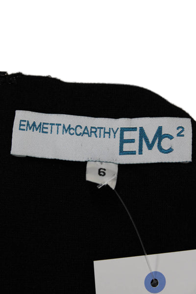 Emmett McCarthy Women Sheath Dress Black Wool Sleeveless Midi Size 6