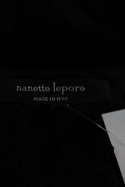 Nanette Lepore Women Sheath Floral Lace Midi Dress Black Long Sleeve Size 4