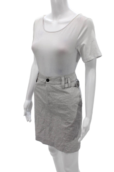 Bensimon Women Straight Pencil Skirt Gray Button Cotton Short Size 36