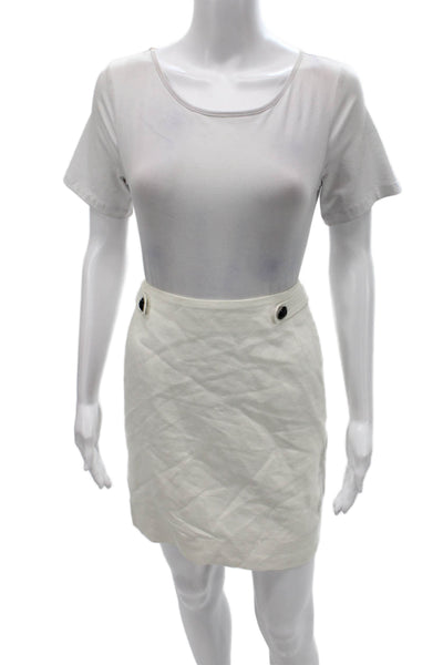 Gerard Darel Womens Mini White Skirt Zip Closure Cotton Blend Size 38
