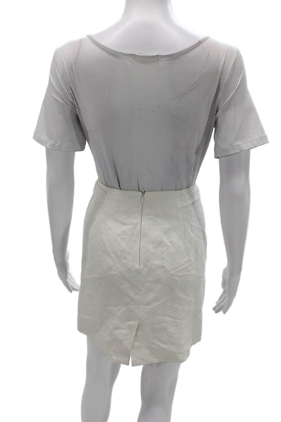 Gerard Darel Womens Mini White Skirt Zip Closure Cotton Blend Size 38