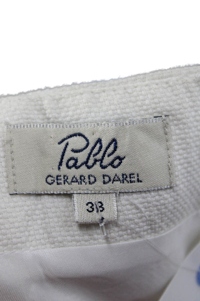 Gerard Darel Womens Mini White Skirt Zip Closure Cotton Blend Size 38