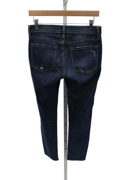 Frame Women Skinny Jeans Blue Mid Rise Button Cotton Size 24