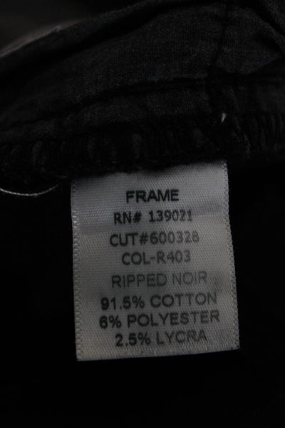 Frame Denim Women Skinny Jeans Black Distressed Cotton Size 26