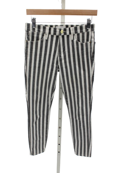 Frame Womens Skinny Striped Black Cotton Jeans Size 26