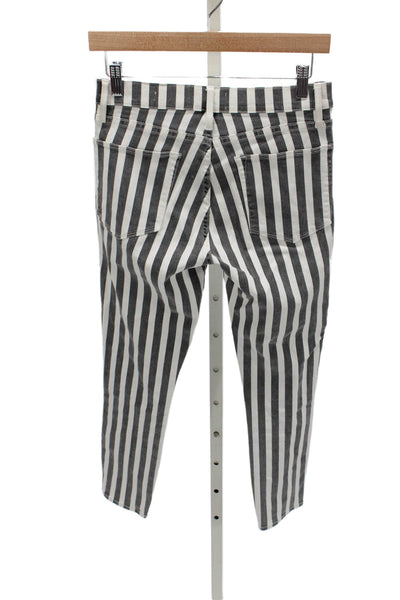 Frame Womens Skinny Striped Black Cotton Jeans Size 26