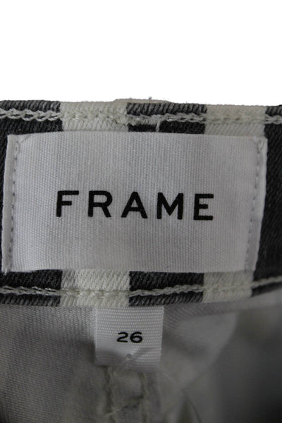 Frame Womens Skinny Striped Black Cotton Jeans Size 26