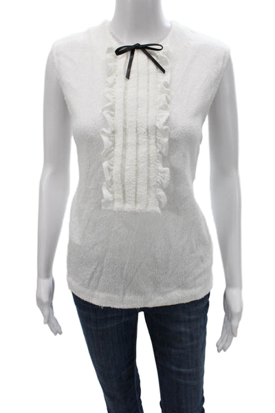 Shushu/Tong Womens White Cotton Sleeveless Basic Tank Round Neck Size 12