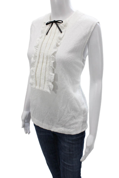 Shushu/Tong Womens White Cotton Sleeveless Basic Tank Round Neck Size 12