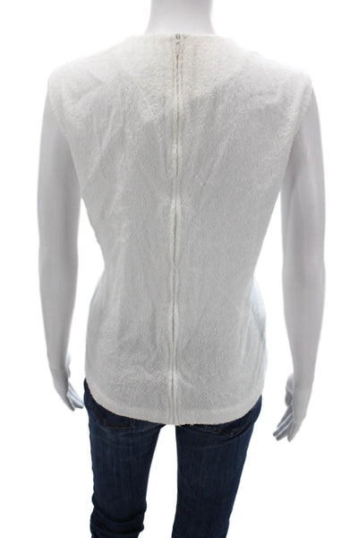 Shushu/Tong Womens White Cotton Sleeveless Basic Tank Round Neck Size 12
