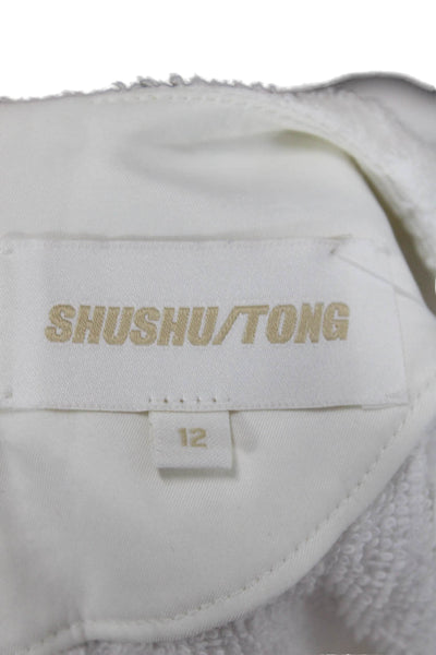 Shushu/Tong Womens White Cotton Sleeveless Basic Tank Round Neck Size 12