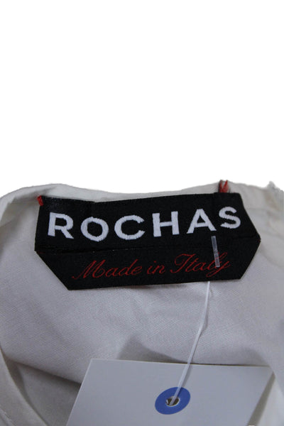 Rochas Womens White Cotton Crew Neck Bow T-Shirt Short Sleeve Size 42