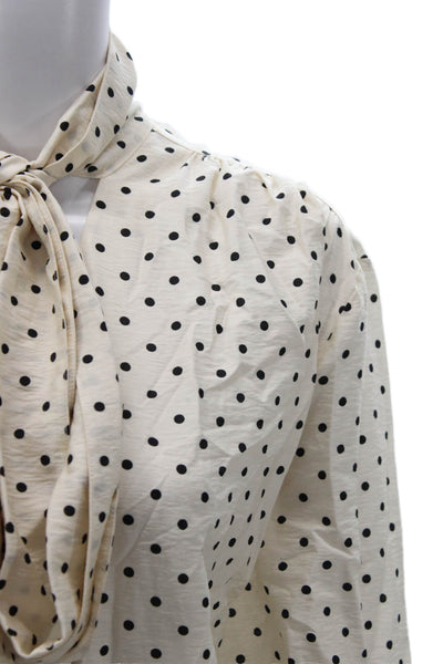 COS Womens Tunic Blouse Beige Polka Dot Button Long Sleeve Viscose Size 10