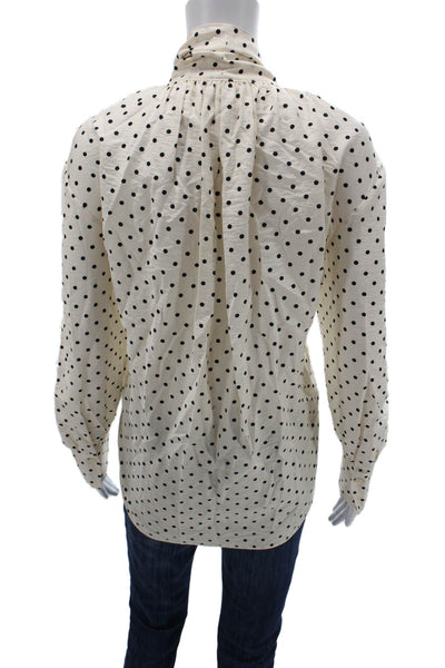 COS Womens Tunic Blouse Beige Polka Dot Button Long Sleeve Viscose Size 10