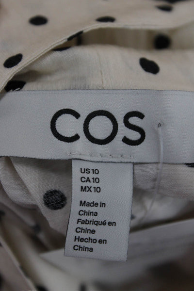 COS Womens Tunic Blouse Beige Polka Dot Button Long Sleeve Viscose Size 10