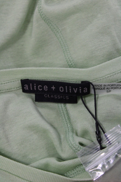Alice + Olivia Womens Basic Green Crewneck Short Sleeve T-Shirt Size S
