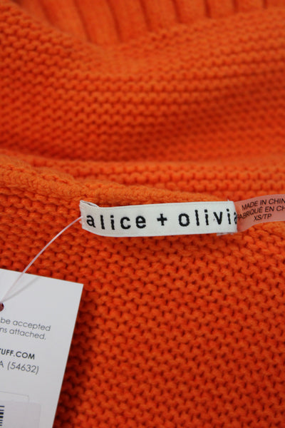 Alice + Olivia Women Pullover Sweater Orange Cowl Neck Long Sleeve Size XS
