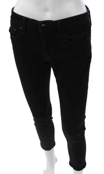 Rag & Bone Women Skinny Jeans Black Low Rise Button Cotton Size 24