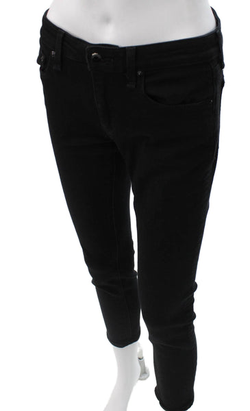 Rag & Bone Women Skinny Jeans Black Low Rise Button Cotton Size 24