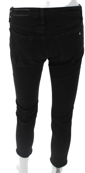 Rag & Bone Women Skinny Jeans Black Low Rise Button Cotton Size 24