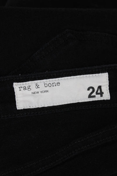 Rag & Bone Women Skinny Jeans Black Low Rise Button Cotton Size 24