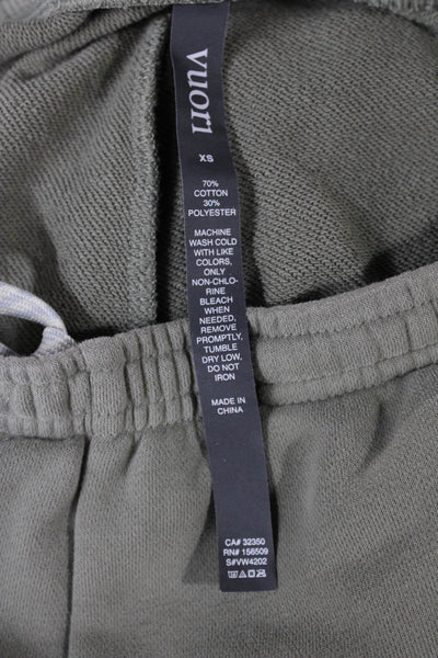 Vuori Unisex Adults Sweatpants Green Drawstring 70% Cotton Size XS