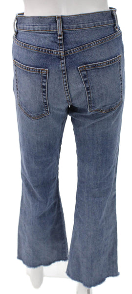 ASKKNY Womens Cropped Blue Mid Rise Cotton Jeans Button Size 26