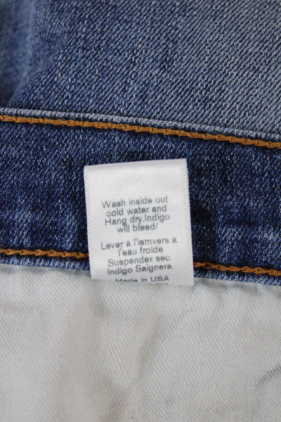 ASKKNY Womens Cropped Blue Mid Rise Cotton Jeans Button Size 26