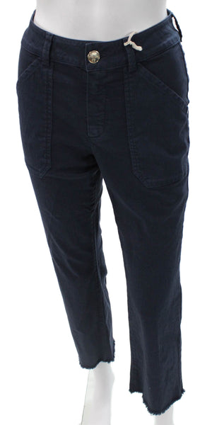 Dismero Women Cropped Blue Cotton Pants Button Size 27