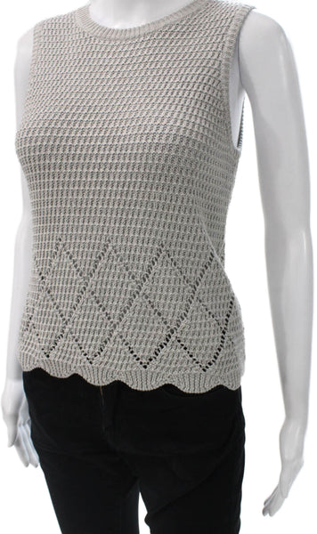 Cotton By Autumn Cashmere Womens Sleeveless Basic Tank Gray Geometric Size XS
