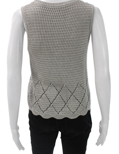Cotton By Autumn Cashmere Womens Sleeveless Basic Tank Gray Geometric Size XS