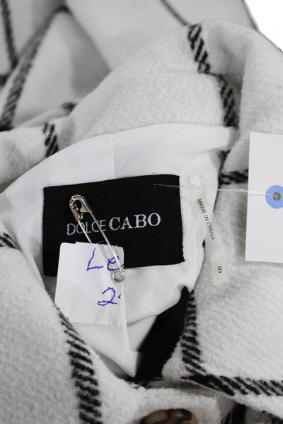 Dolce Cabo Women Basic Jacket White Check Polyester Button Long Sleeve Size S