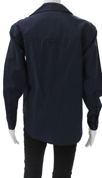 Brochu Walker Womens Collared Button Up Long Sleeve Blue Polyester Top Size XS
