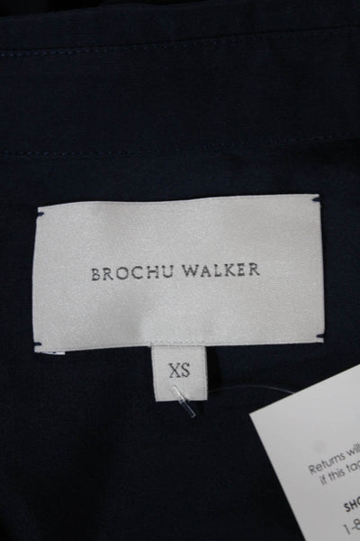 Brochu Walker Womens Collared Button Up Long Sleeve Blue Polyester Top Size XS