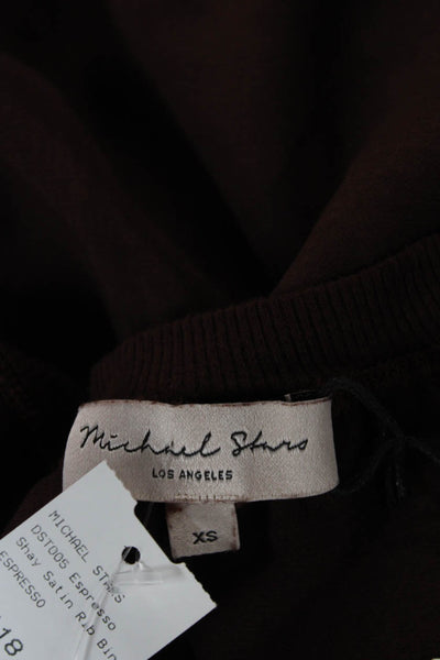 Michael Stars Women Satin Basic Sleeveless Tank Brown Round Neck Size XS