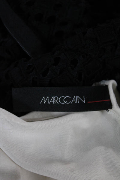 Marccain Women Black Wool Geometric Pencil Skirt Zip Knee Length Size 2