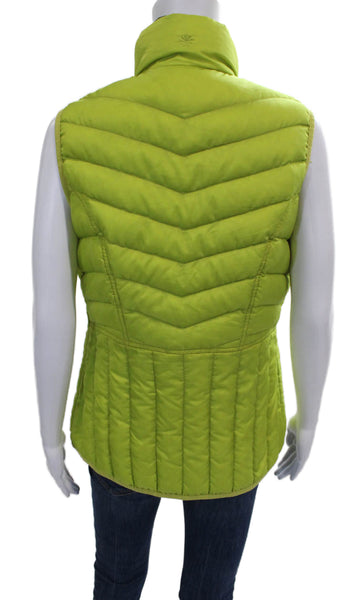 Athleta Women Puffer Vest Down Green Zip Solid Fall Size M