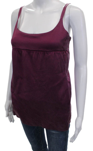 Eileen Fisher Women Silk Purple Scoop Neck Tank Sleeveless Size M