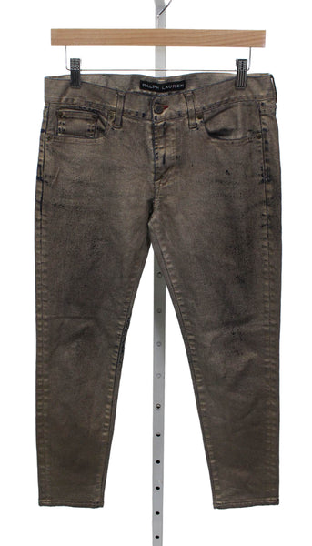 Ralph Lauren Black Label Womens Skinny Jeans Gold Cotton Size 29