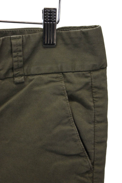 J Crew Womens Chino Pants Green Cotton Zip Closure Size 8
