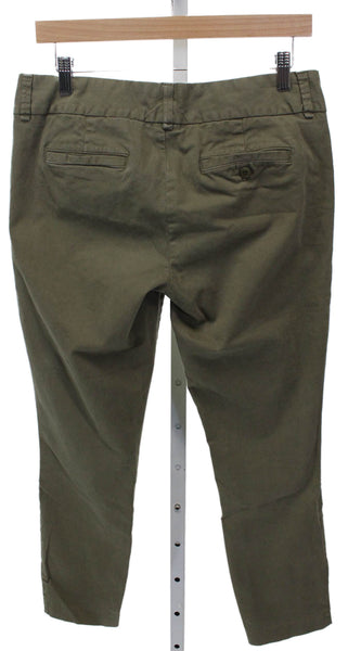 J Crew Womens Chino Pants Green Cotton Zip Closure Size 8