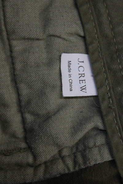 J Crew Womens Chino Pants Green Cotton Zip Closure Size 8