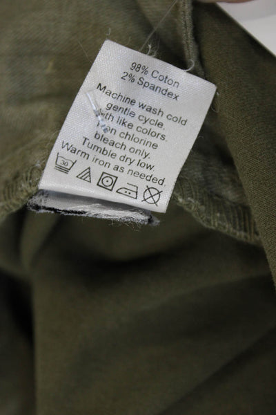 J Crew Womens Chino Pants Green Cotton Zip Closure Size 8