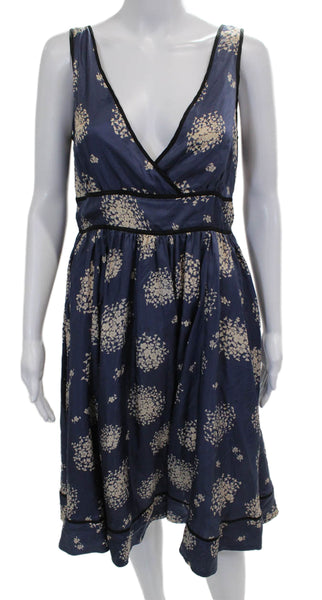 Odille Anthropologie Womens Fit & Flare Silk Floral Midi Dress Size 10